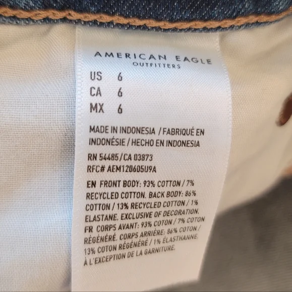 American Eagle High Waisted Strigid Lightly Distressed Relaxed Denim Jean Shorts - Picture 4 of 15